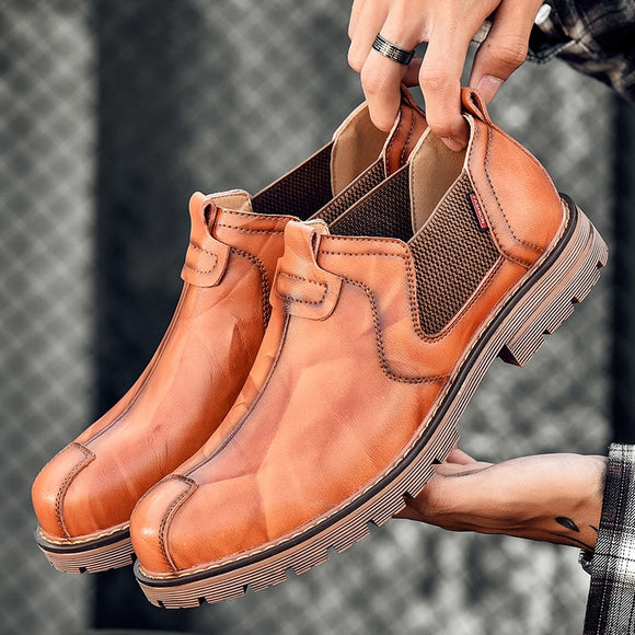 Invomall Men's Fashion Casual Leather Chelsea Boots