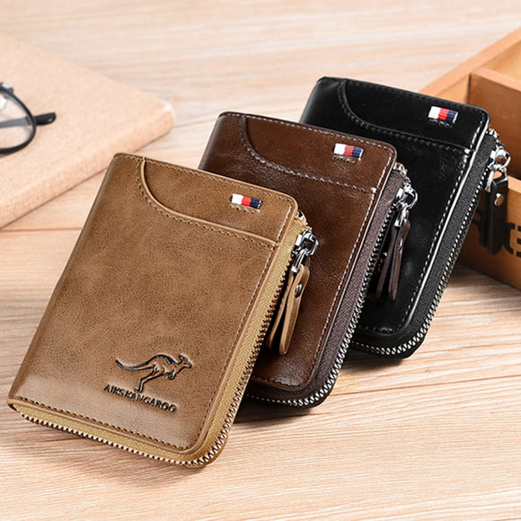 Business Zipper Leather Wallet