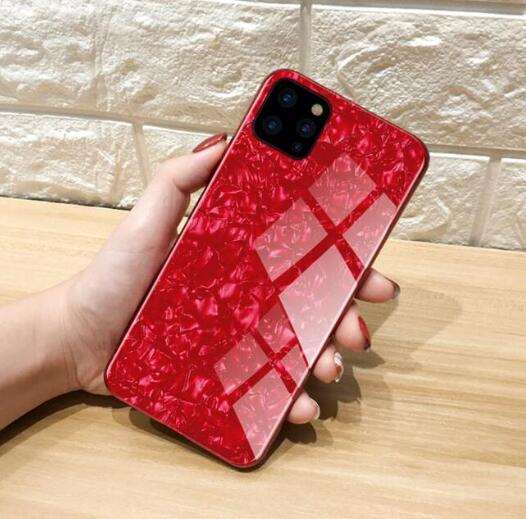Invomall Luxury Shell Texture Tempered Glass Shockproof Phone Case For iPhone
